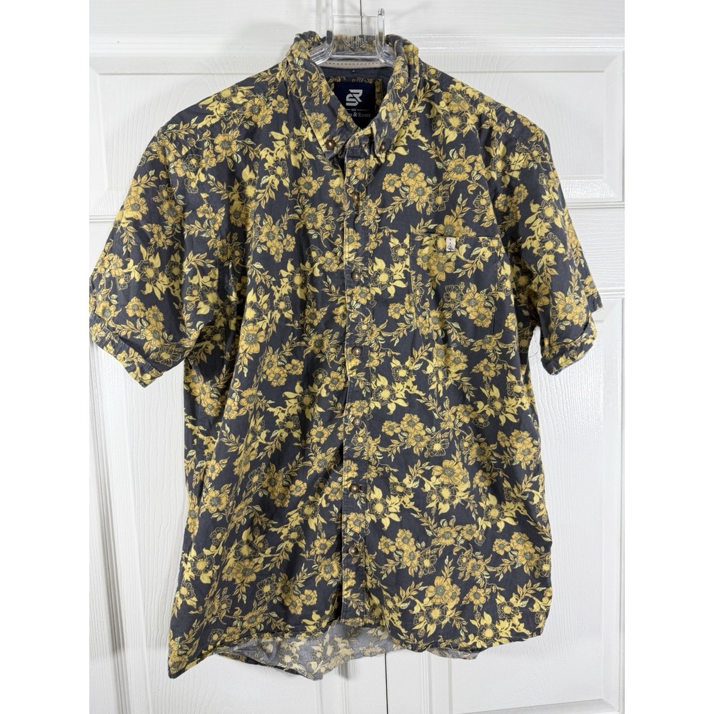 Stitches & Rivets floral Mens Short sleeve Dress Shirt Size Large all cotton
